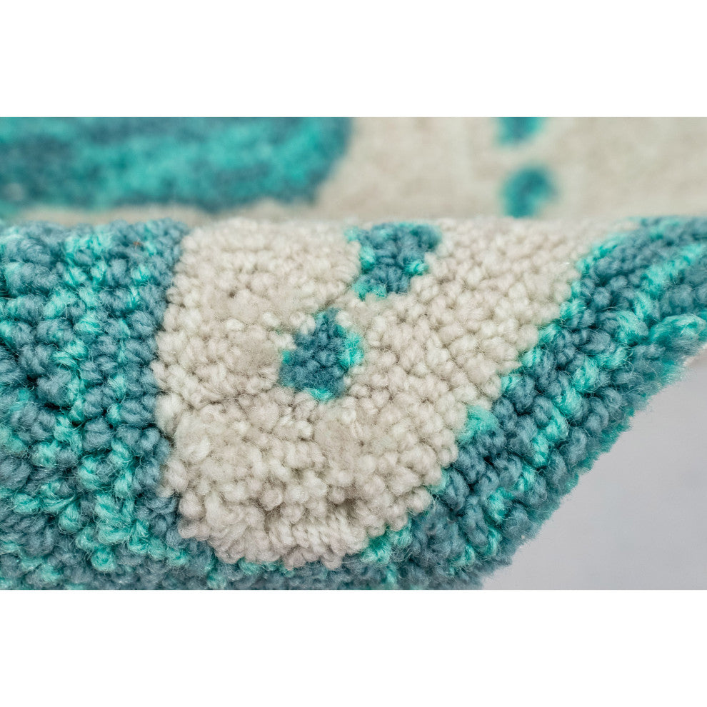 Capri Starfish Indoor/Outdoor Rug, Aqua, 2'x5'