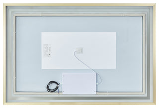 Horizontal Rectangular LED Wall Mount Bathroom Mirror, Gold, 48"