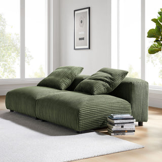 Solace 2-Piece Modular Corduroy Upholstered Sofa, Fern