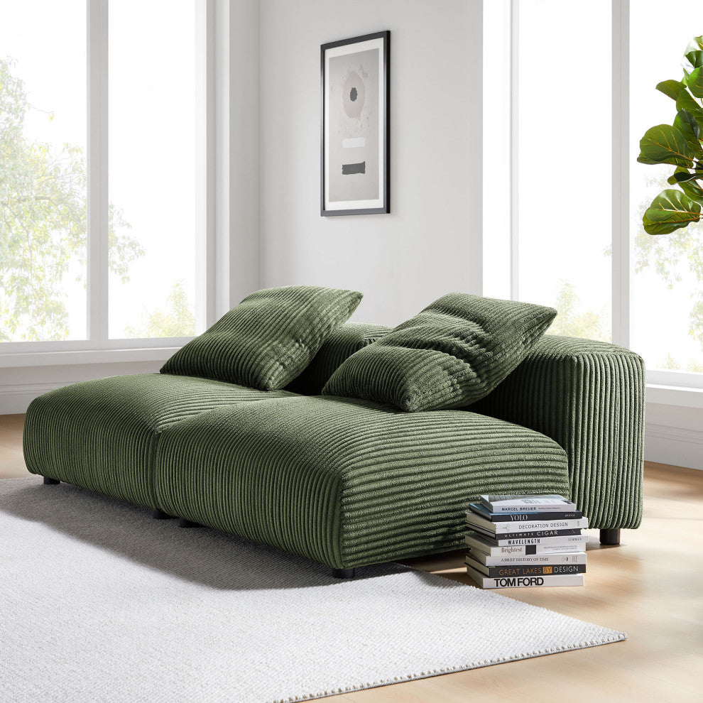 Solace 2-Piece Modular Corduroy Upholstered Sofa, Fern