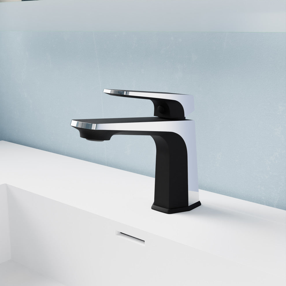 1-Handle Bathroom Faucet, Matte Black and Chrome