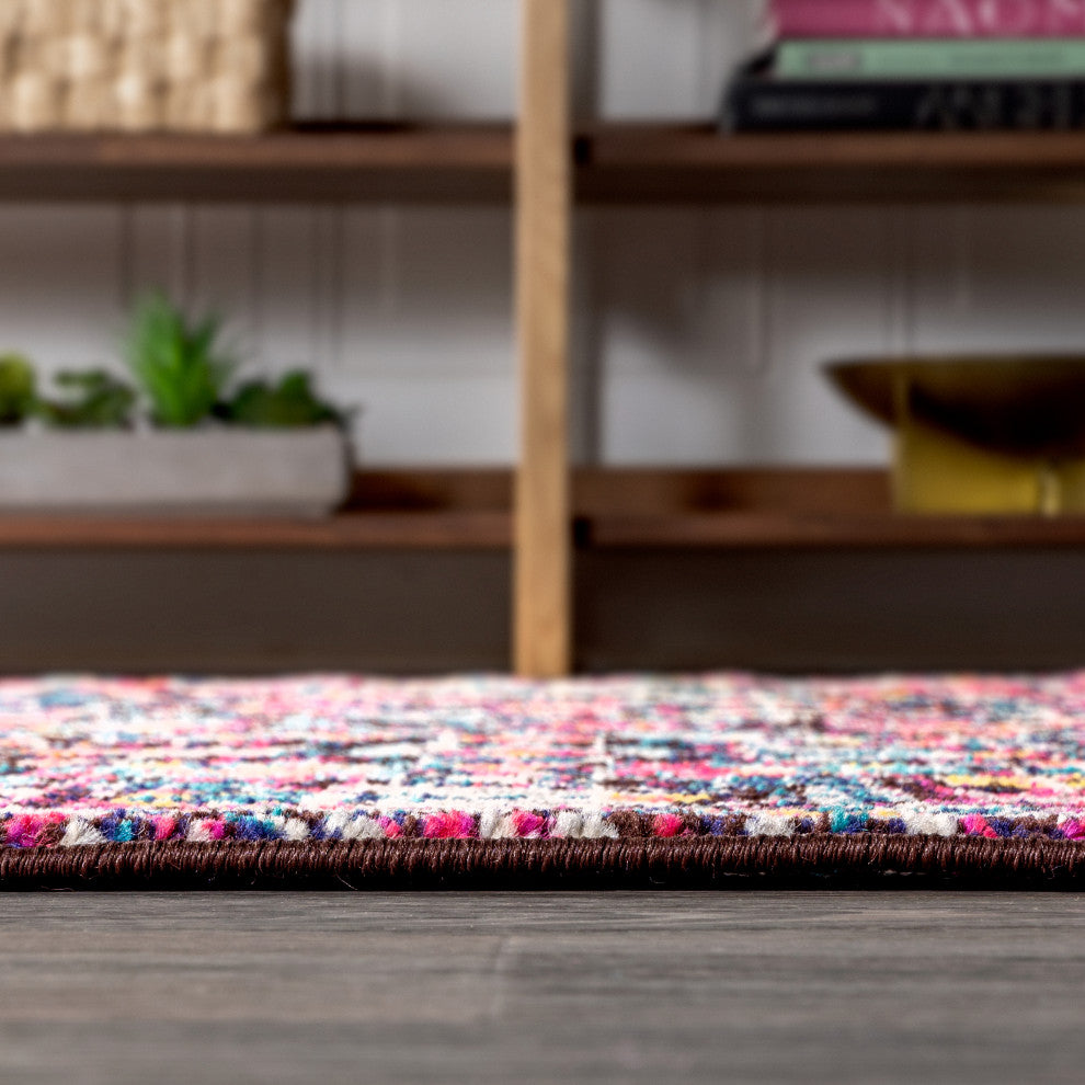 Modern Persian Boho Floral Multi/Purple 5' Round Area Rug