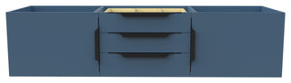 CastelloUSA Alpine 60" Wall Mounted Vanity, Base Only, Blue, Black Handles