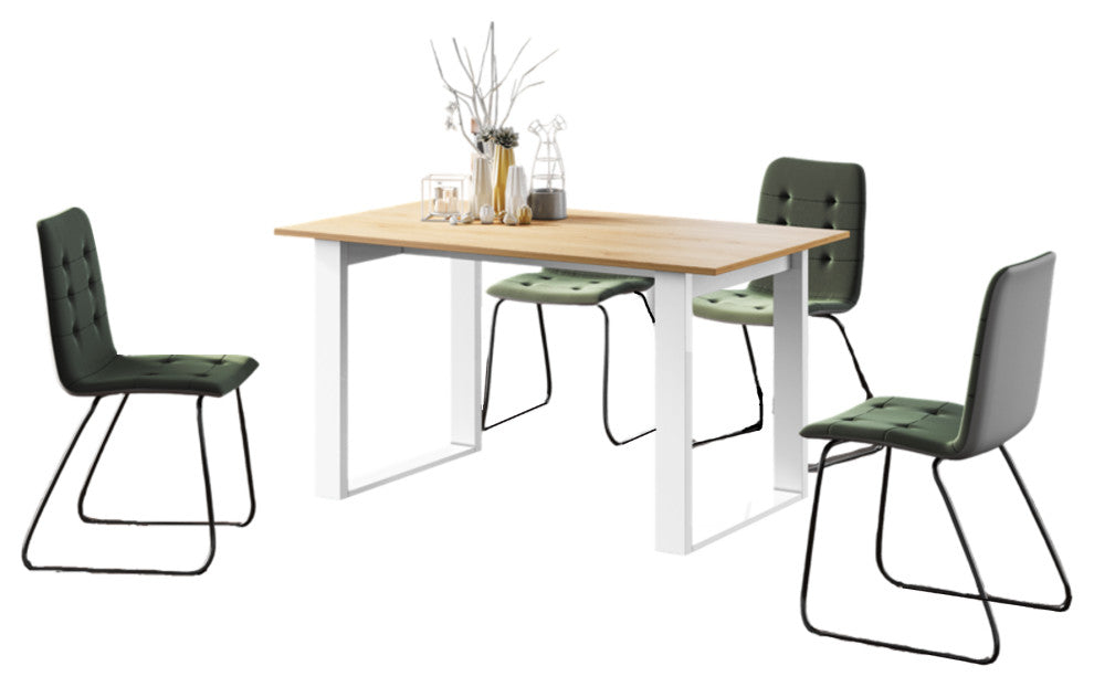 Nota Dining Set Solar Oak/white/green/black