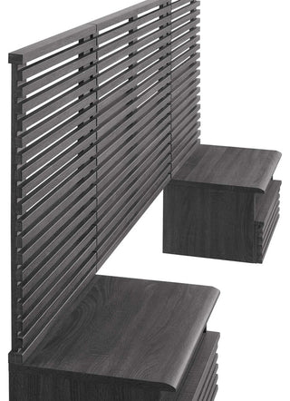 Render Wall Mount Twin Headboard and Modern Nightstands, Charcoal