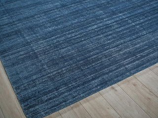 Martelli Modern Handloomed Silky Nylon Navy Area Rug, 8'x10'