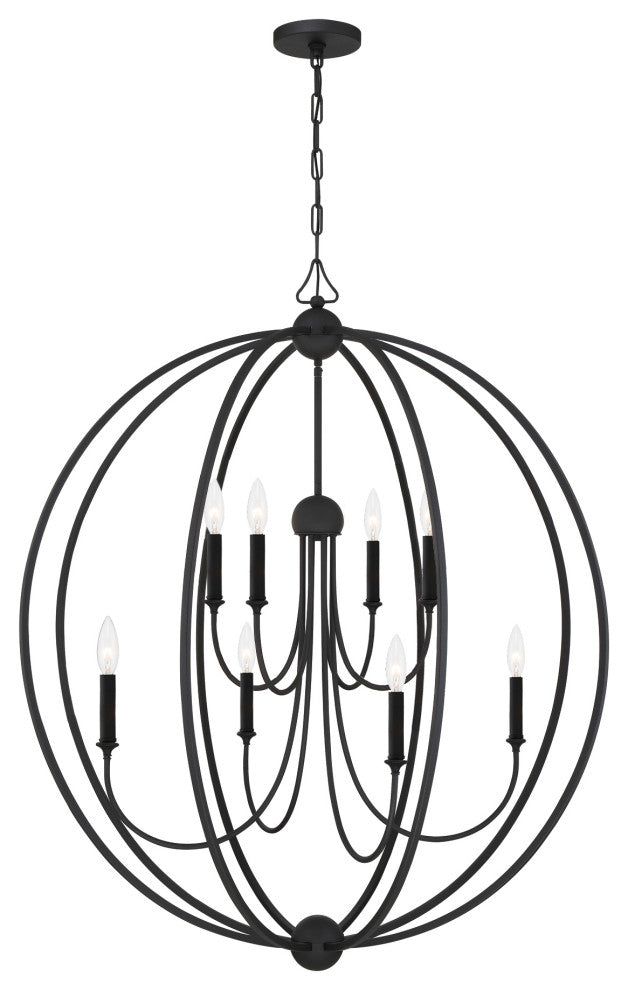 Libby Langdon for Crystorama Sylvan 8 Light Black Forged Chandelier