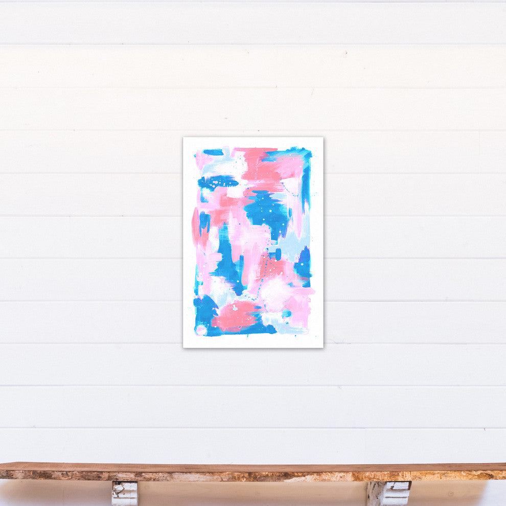 Pink and Blue Abstract Pastel Splash 20x30 Canvas Wall Art