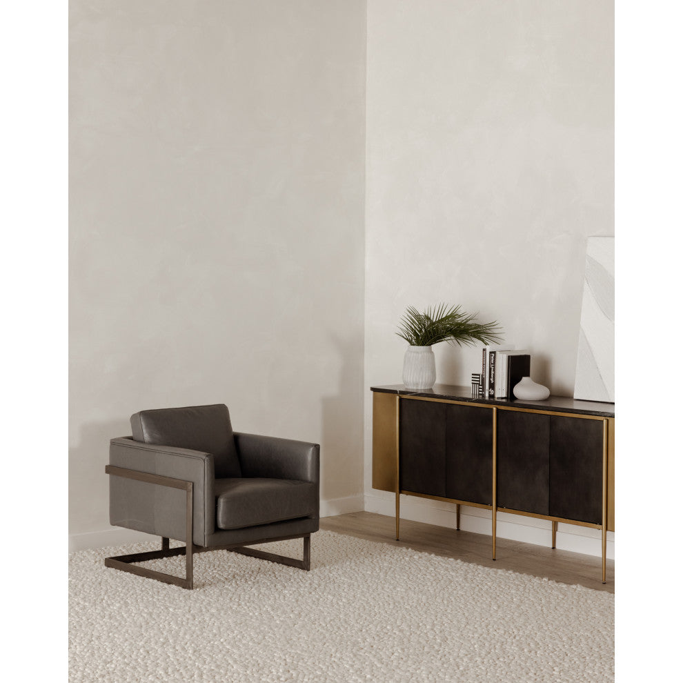 First of A Kind Luxley Club Chair Lava Gray Leather
