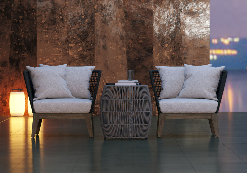 Netta Lounge Chair, Dark Gray Cord and Weathered Eucalyptus