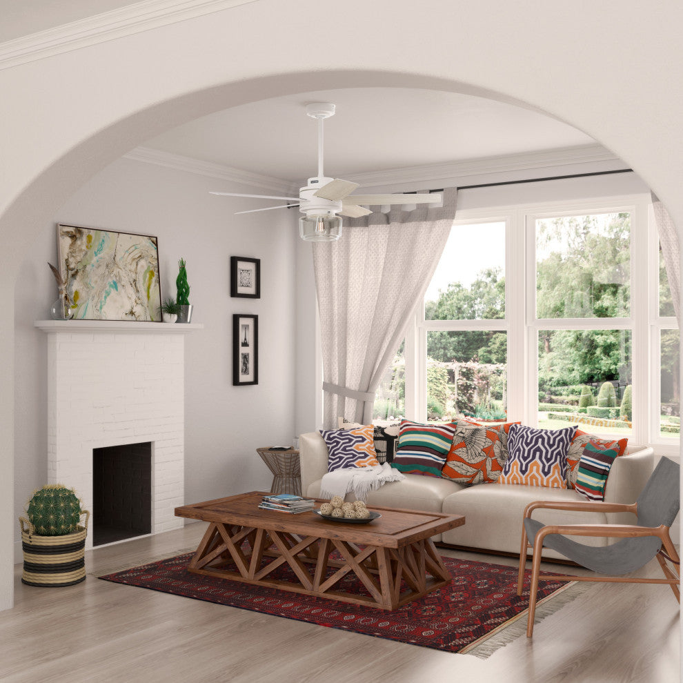 Hunter 52" Margo Textured White Ceiling Fan, LED Light Kit and Handheld Remote