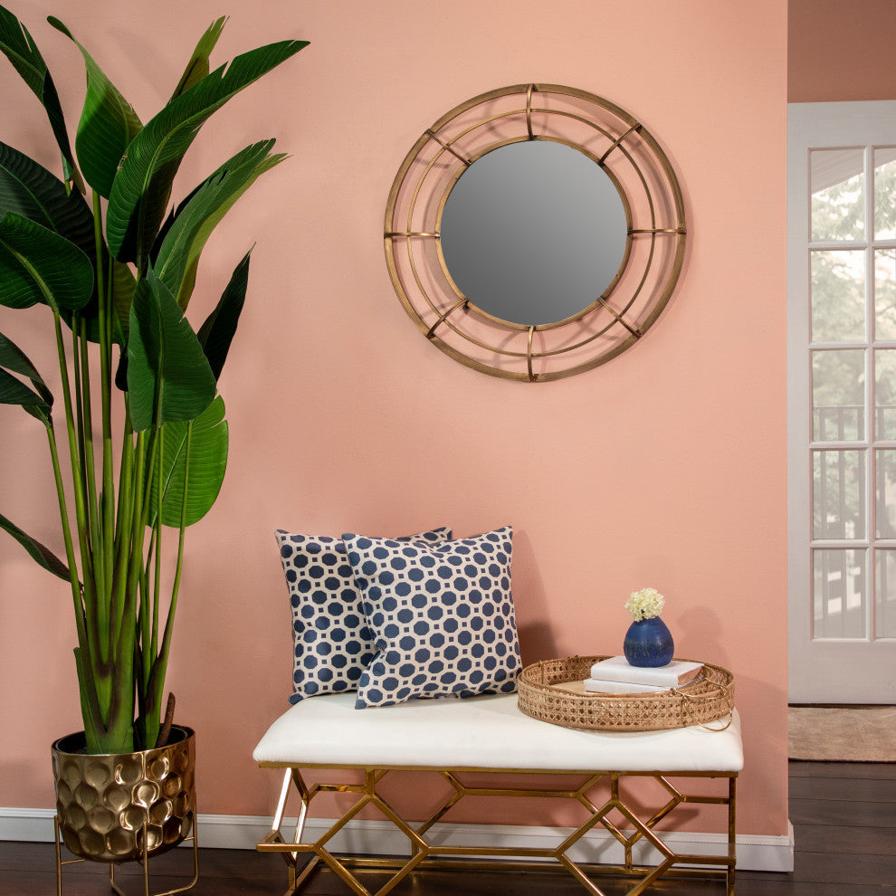 Metal Frame 28" Wall Mirror, Gold