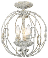 Golden Lighting Antoinette 3-Light Semi-Flush Mount, Oyster, 1349-SFOY
