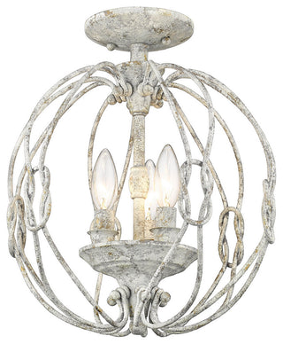 Golden Lighting Antoinette 3-Light Semi-Flush Mount, Oyster, 1349-SFOY