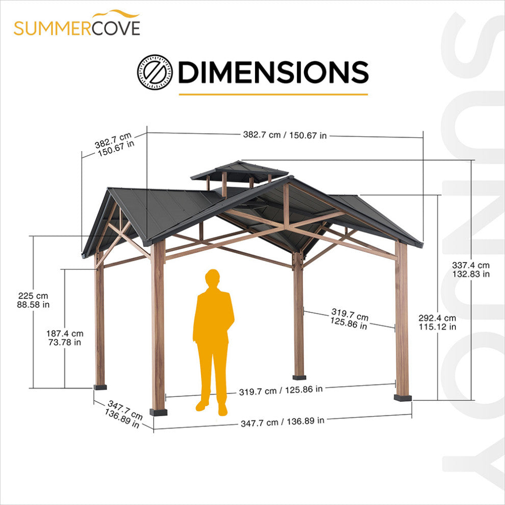 Sunjoy Bella 12.5'x12.5' Cedar Framed Gazebo
