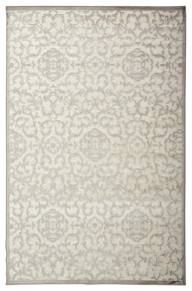 Weave & Wander Soho Zam Soft Chenille Rug, Cream/Gray, 5'3"x7'6"