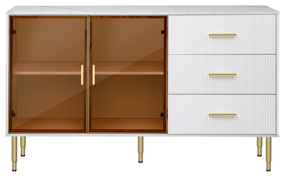 TATEUS 60" Modern Sideboard MDF Buffet Cabinet, White