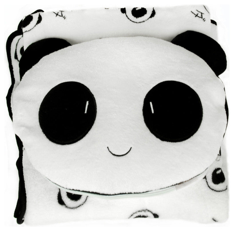 Friendly Panda Bolster Decorative Cushion Throw Pillow Blanket
