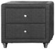 Grey Upholstered 2 Drawer Nightstand