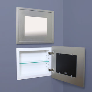 14x11 Landscape Mirrored Medicine Cabinet, Silver