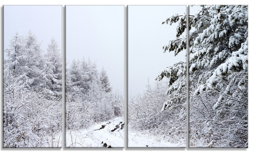 "Frosted Forest Trail in Fall" Photograph Print, 4 Panels