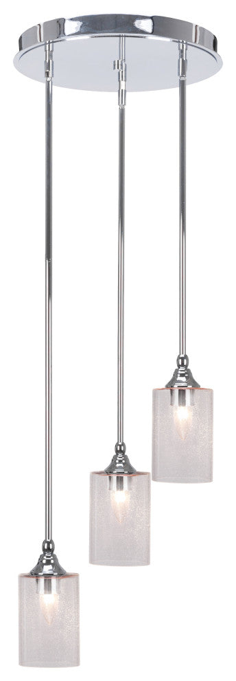 Empire 3-Light Cluster Pendalier, Chrome/Clear Bubble