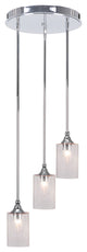 Empire 3-Light Cluster Pendalier, Chrome/Clear Bubble