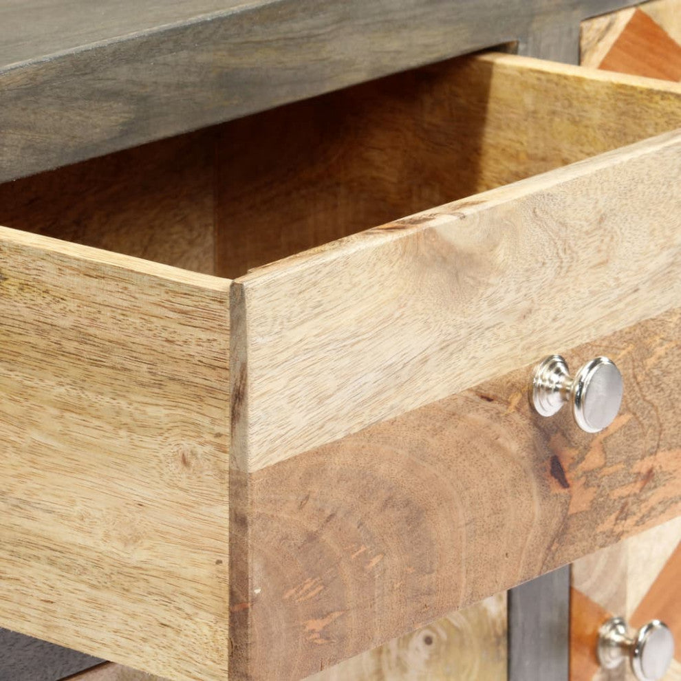 vidaXL Cabinet Kitchen Storage Console Table with Drawers Gray Solid Wood Mango