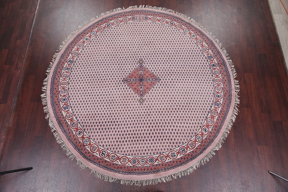 Indian Botemir Traditional Handmade Wool Oriental Area Rug, Pink, 8'3"X8'3"