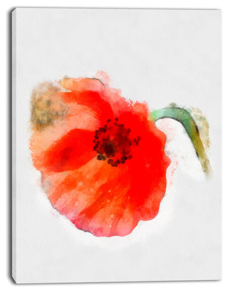Large Red Poppy on White Back, Flower Artwork on Canvas, 28"x60"