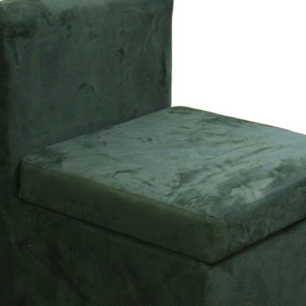 29" Mod Dark Green Microfiber Armless Accent Chair With Storage