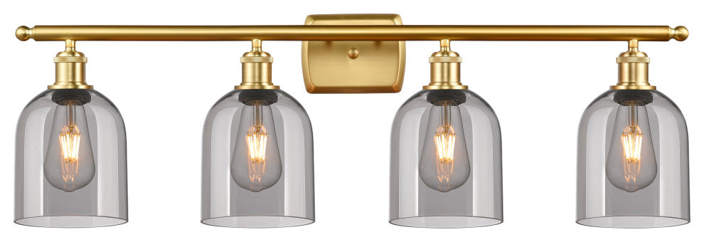 Ballston-Bella 4-Light 36" Bath Vanity Light, Satin Gold, Light Smoke