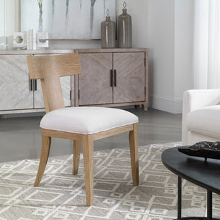 Uttermost 23595 Idris 21"W Oak Wood Framed Performance Fabric - White / Oak