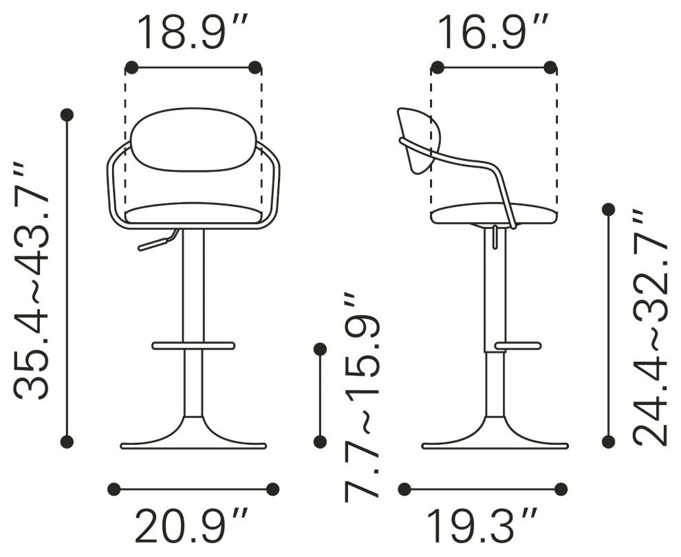 Bar Stool Chair Barstool, Faux Vinyl Leather, Steel, Black, Gold, Cafe Bistro