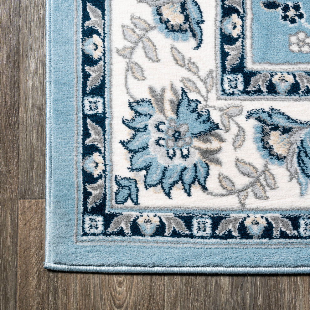Cherie French Cottage, Blue/Cream, 8''x10''