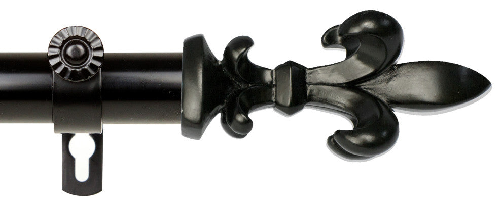 Silas 1" Diameter Curtain Rod, Black, 160-240"