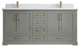 Boston 72 Double Sink Bath Vanity in Evergreen 1.5" White Quartz