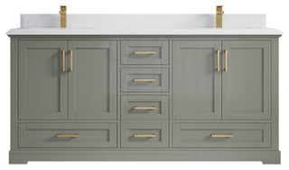 Boston 72 Double Sink Bath Vanity in Evergreen 1.5" White Quartz