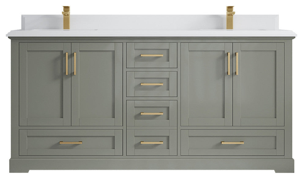 Boston 72 Double Sink Bath Vanity in Evergreen 1.5" White Quartz
