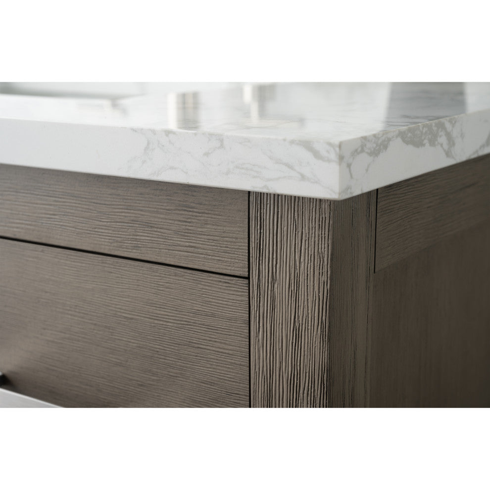 Vanity Art Bathroom Vanity With Sink, Driftwood Gray, 60", Double Sink, Matte Black