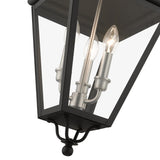 3 Light Black Outdoor Large Pendant Lantern, Brushed Nickel