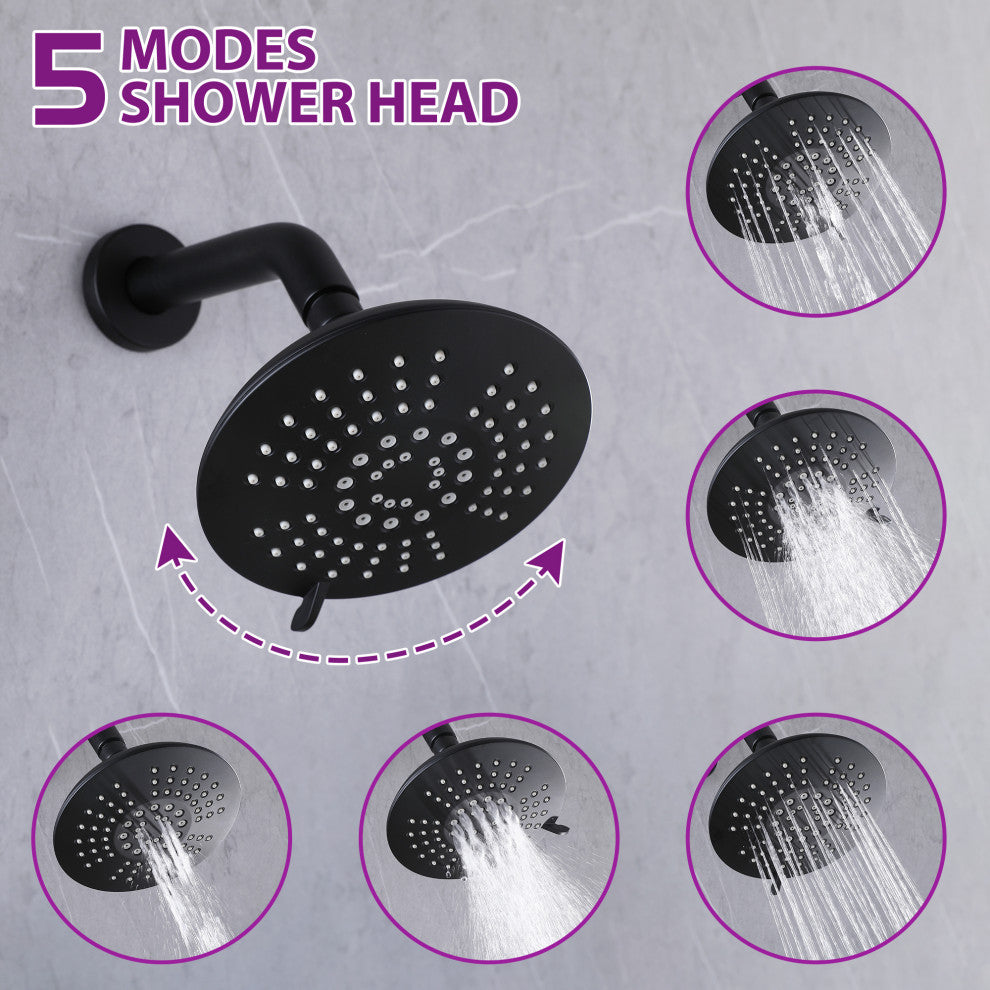Pressure Balanced Shower Faucet with 3-Setting Handheld Shower, Matte Black