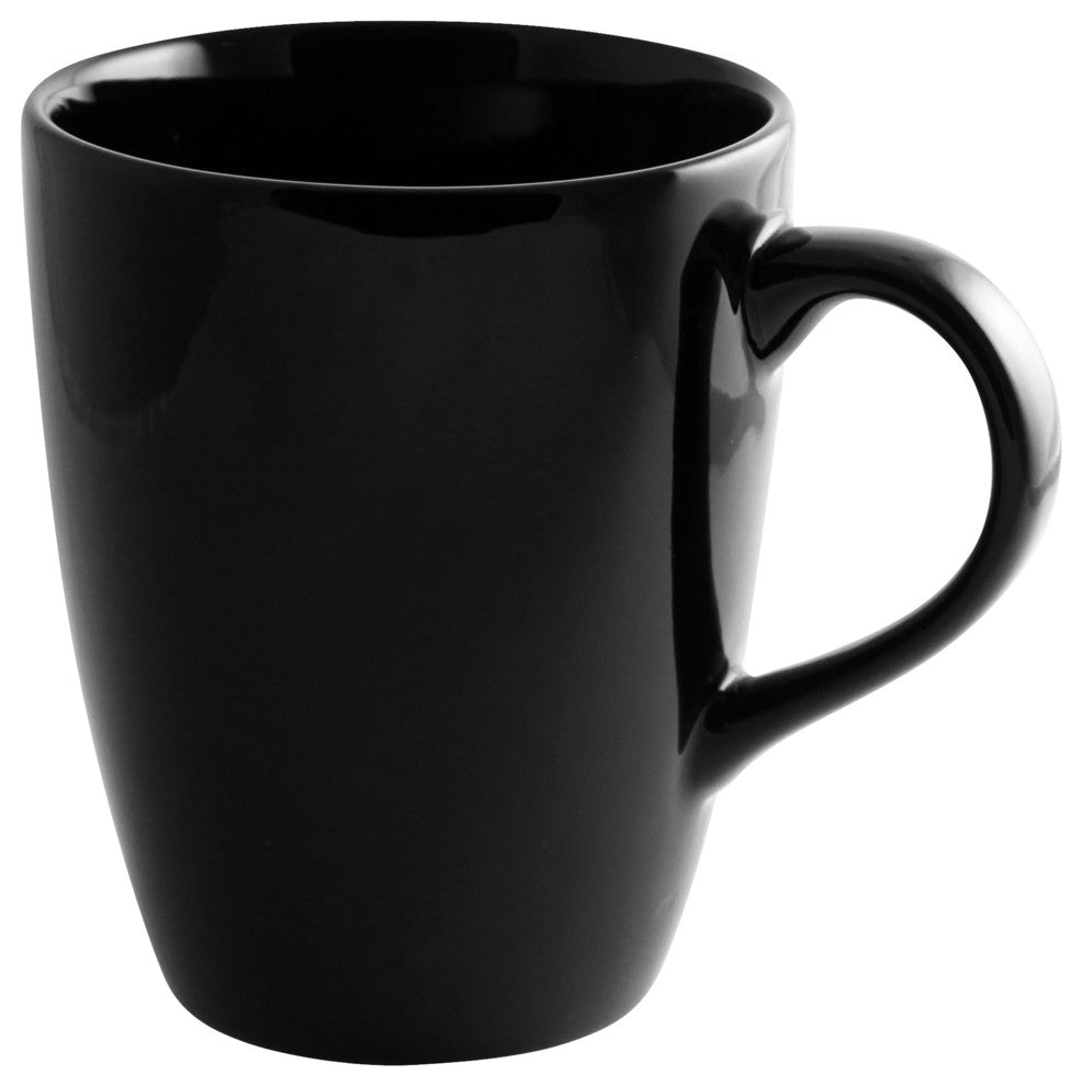 Black Rim Tall Barrel Mugs, Set of 6