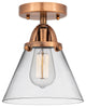 Large Cone Semi-Flush Mount, Antique Copper, Clear, Clear