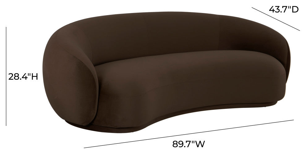 Kendall Velvet Sofa, Chocolate Brown