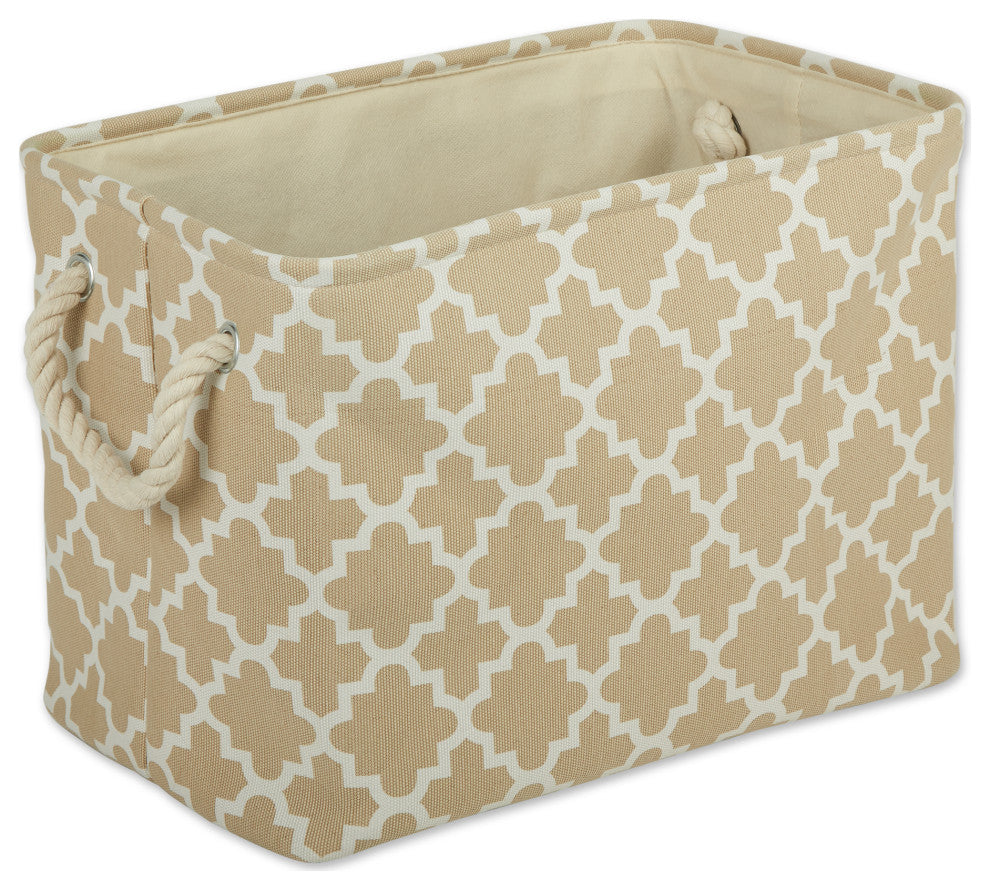 DII Polyester Bin Lattice Vintage Linen Rectangle Large