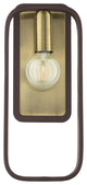 Bronze With Antique Brass Accents Mid Century Modern, Geometric, Single Sconce