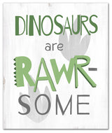 Dinosaurs Are Awesome Green 20x24 Canvas Wall Art