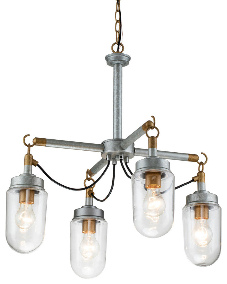 4-Light Gold and Vintage Silver Finish Chandelier