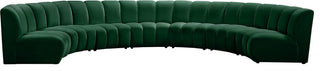 Infinity Channel Tufted Velvet Modular Chair, Green, 7 Piece